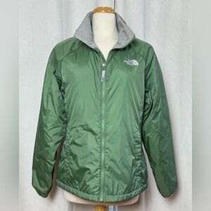 The North Face Womens Sage Green Insulated Jacket Size L Zip Pockets Lightweight